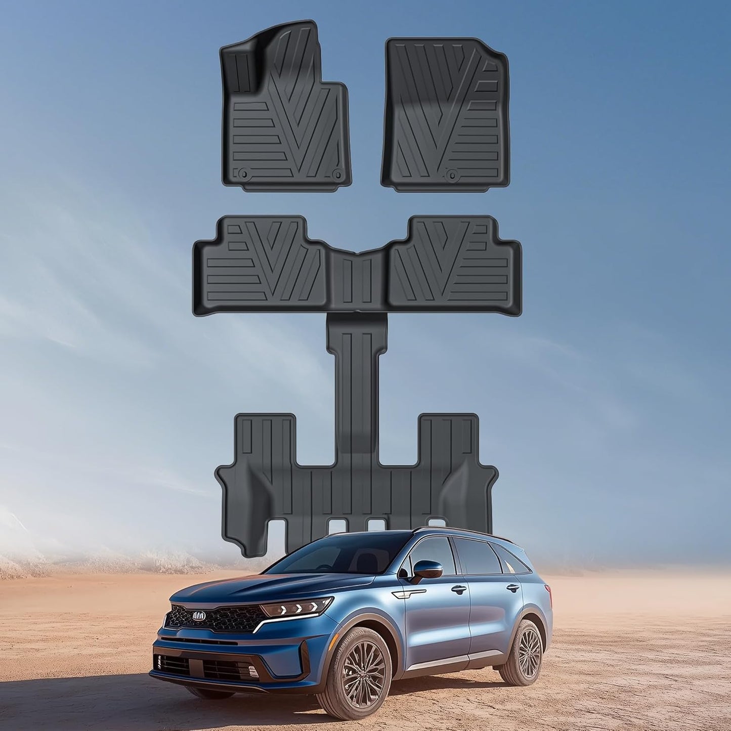 Custom Fit Carbon Fiber Floor Mats for Kia Sorento 2021-2026
