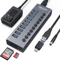 Powered USB 3.0 Hub 10-Port USB Splitter with SD/TF - Powered Hub