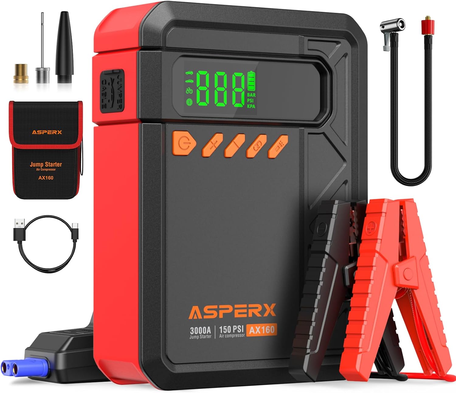 3000A Jump Starter & Air Compressor Combo - AsperX