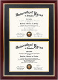 Double Diploma Frame for Two 8.5x11 Certificates - Cherry Wood Finish