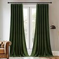 StangH Velvet Curtains 84 in 2 Panels Moss Green - Thermal Blackout