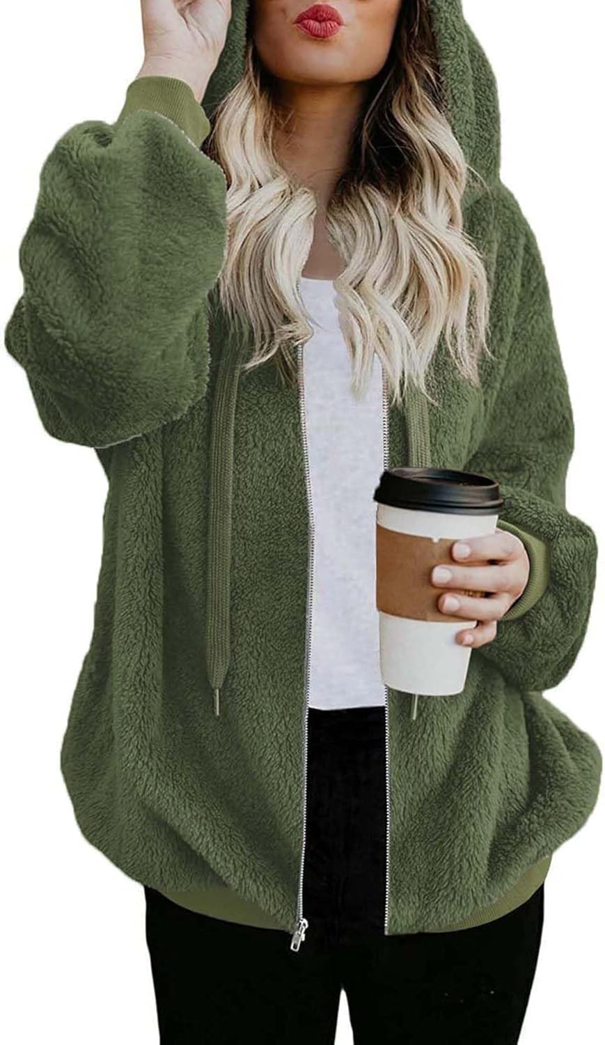 ReachMe Womens Oversized Sherpa Jacket for Cozy Comfort