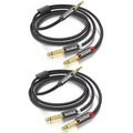 Smithok 2-pack 10Ft TRS to Dual 6.35mm Audio Cable Set