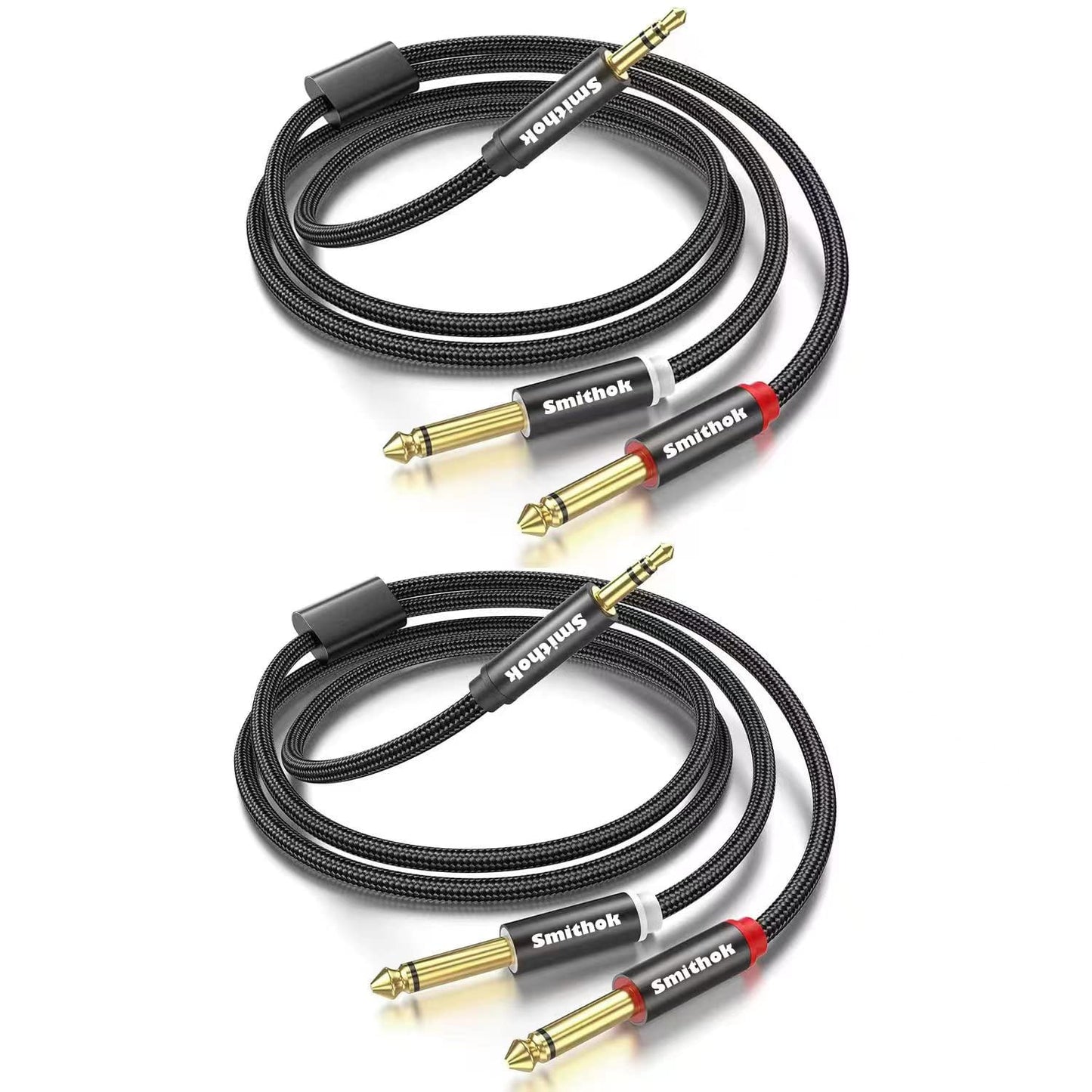 Smithok 2-pack 10Ft TRS to Dual 6.35mm Audio Cable Set