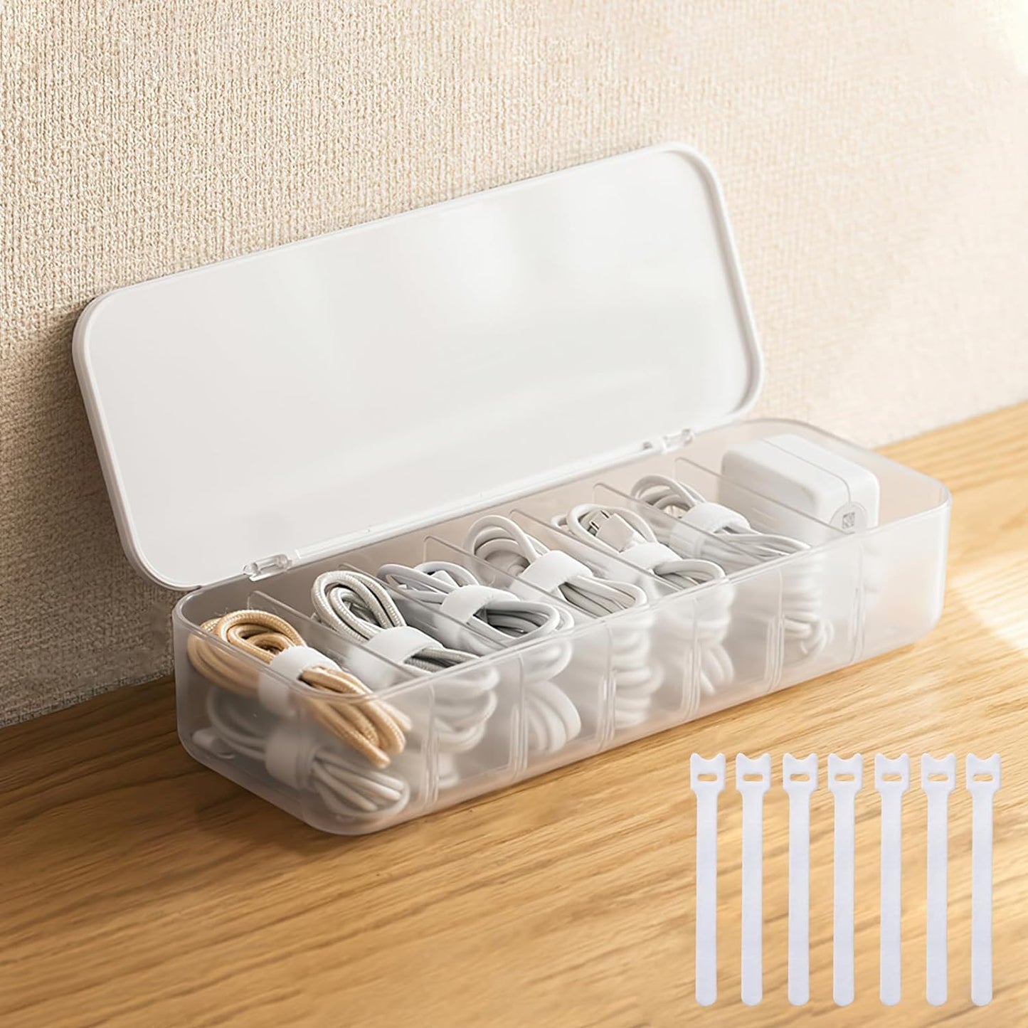 PAVSTINE: Sleek Cable Organizer Box w/ Wire Ties