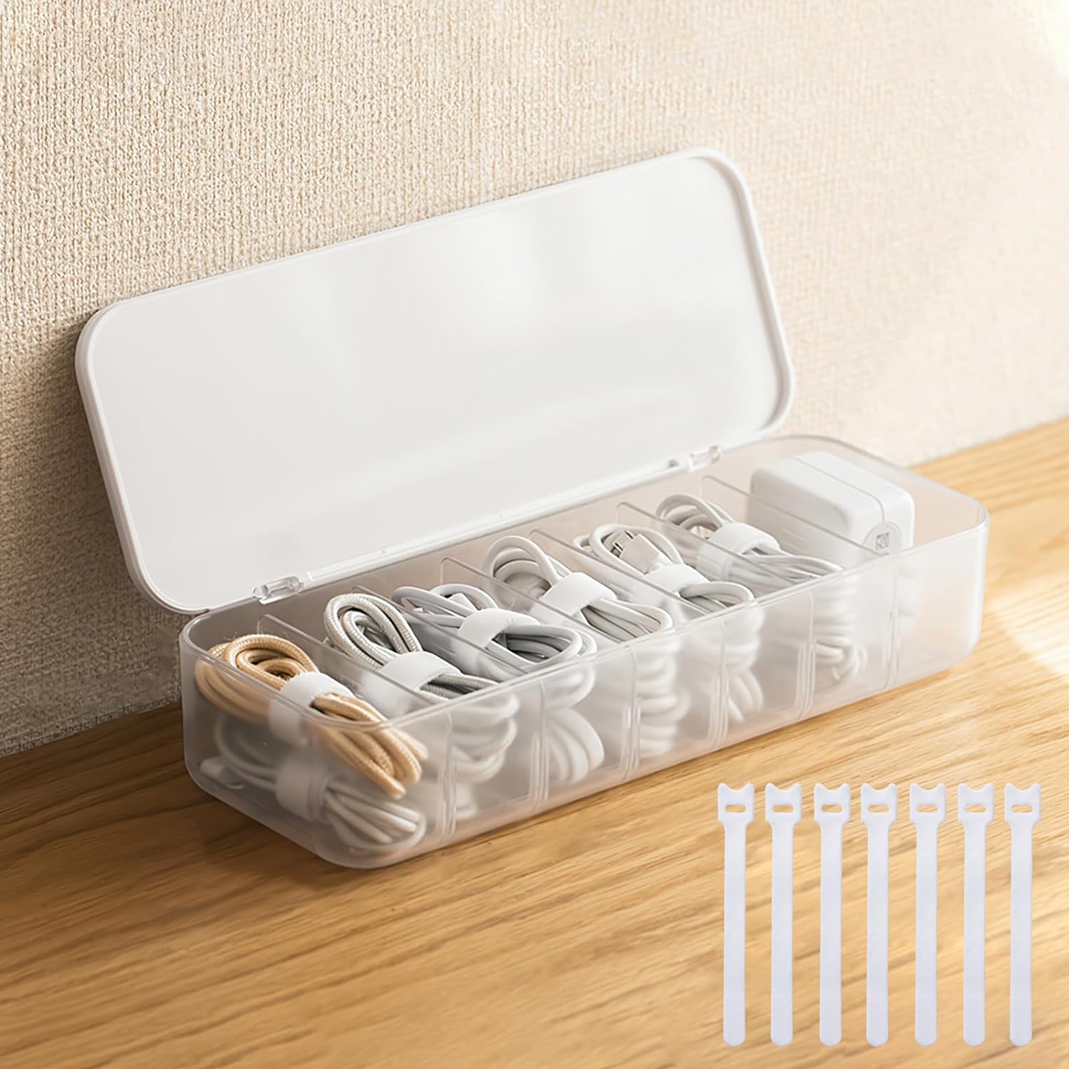 PAVSTINE: Sleek Cable Organizer Box w/ Wire Ties