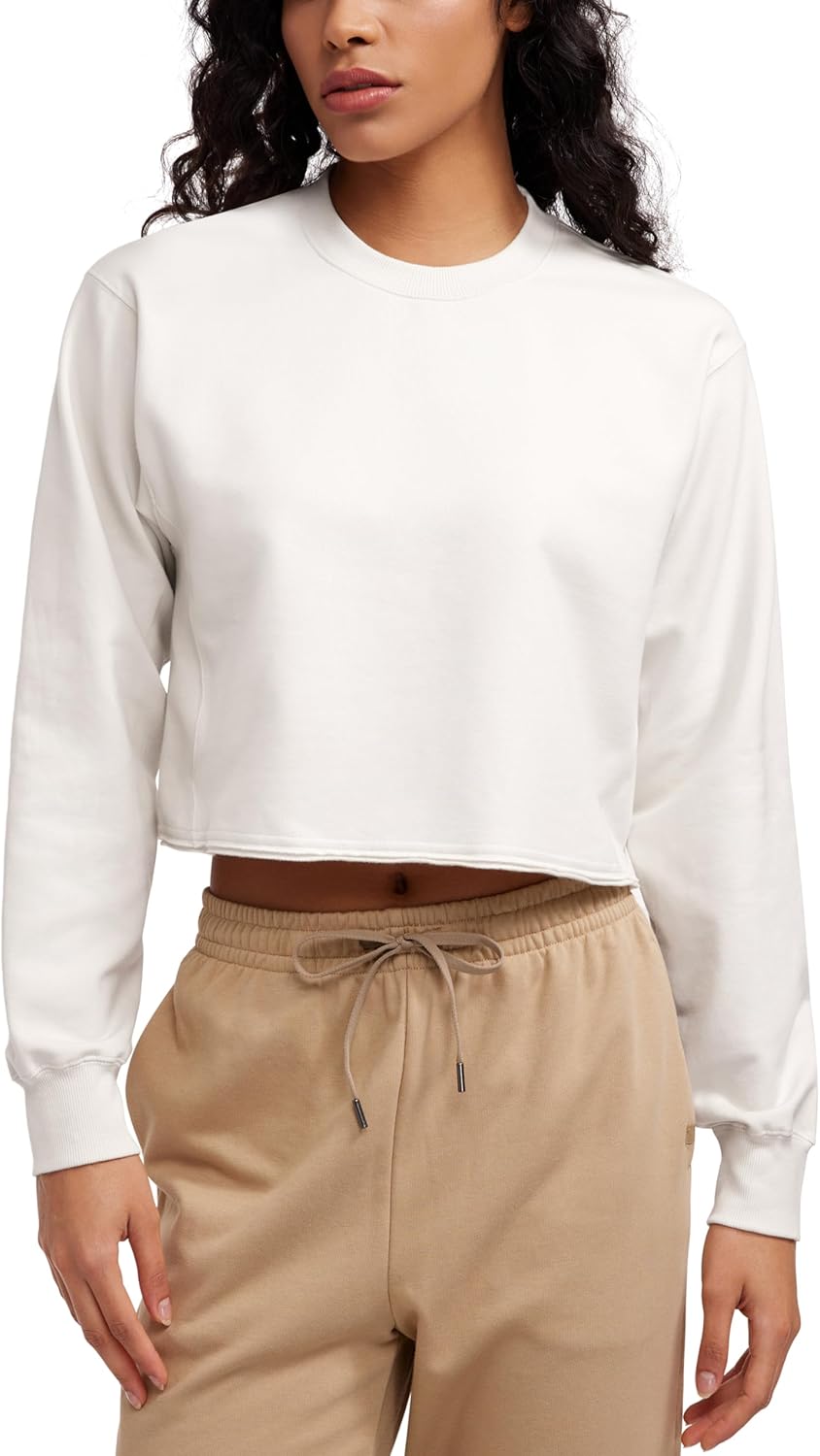 CRZ YOGA Womens Fleece Cropped Sweatshirts for Casual Wear