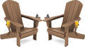 Adirondack Chair with Cup Holders Set of 2 - All-Weather Folding