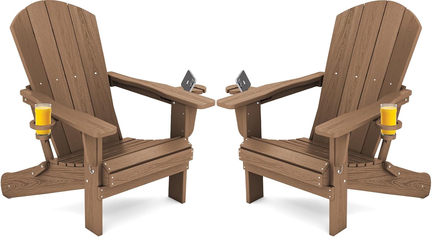 SERWALL Adirondack Chair Set of 2 with Cup Holders for Comfort