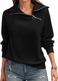 Womens Zipper Sweatshirt Turtleneck Pullover - Soft Thick Cotton Blend