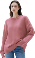 SUUKSESS Women Cashmere Blend Oversized Crew Neck Sweater