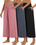 Wide Leg Cropped Pants for Women - High Waist Comfortable Palazzo