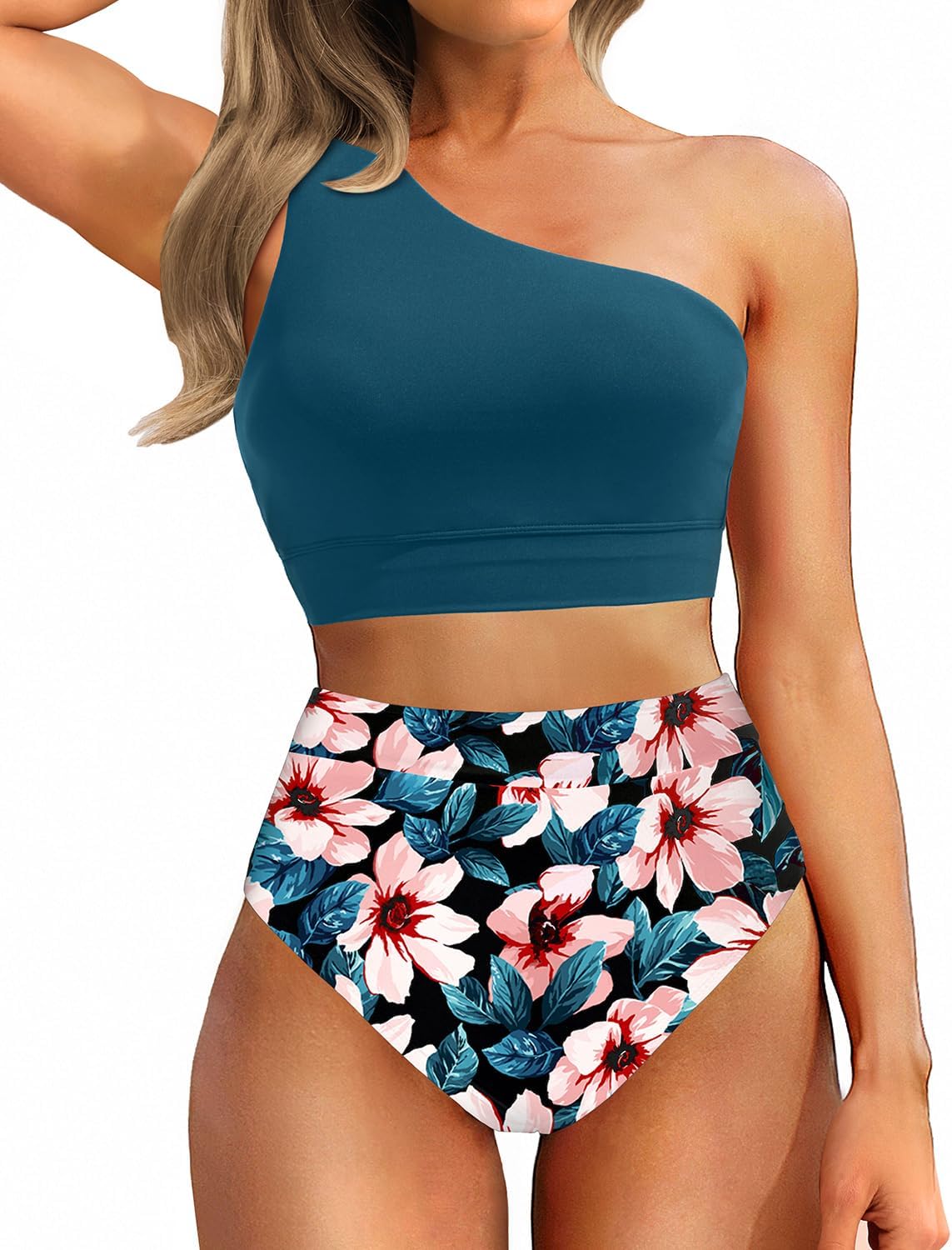 Holipick Women One Shoulder High Waisted Bikini Sets for Summer
