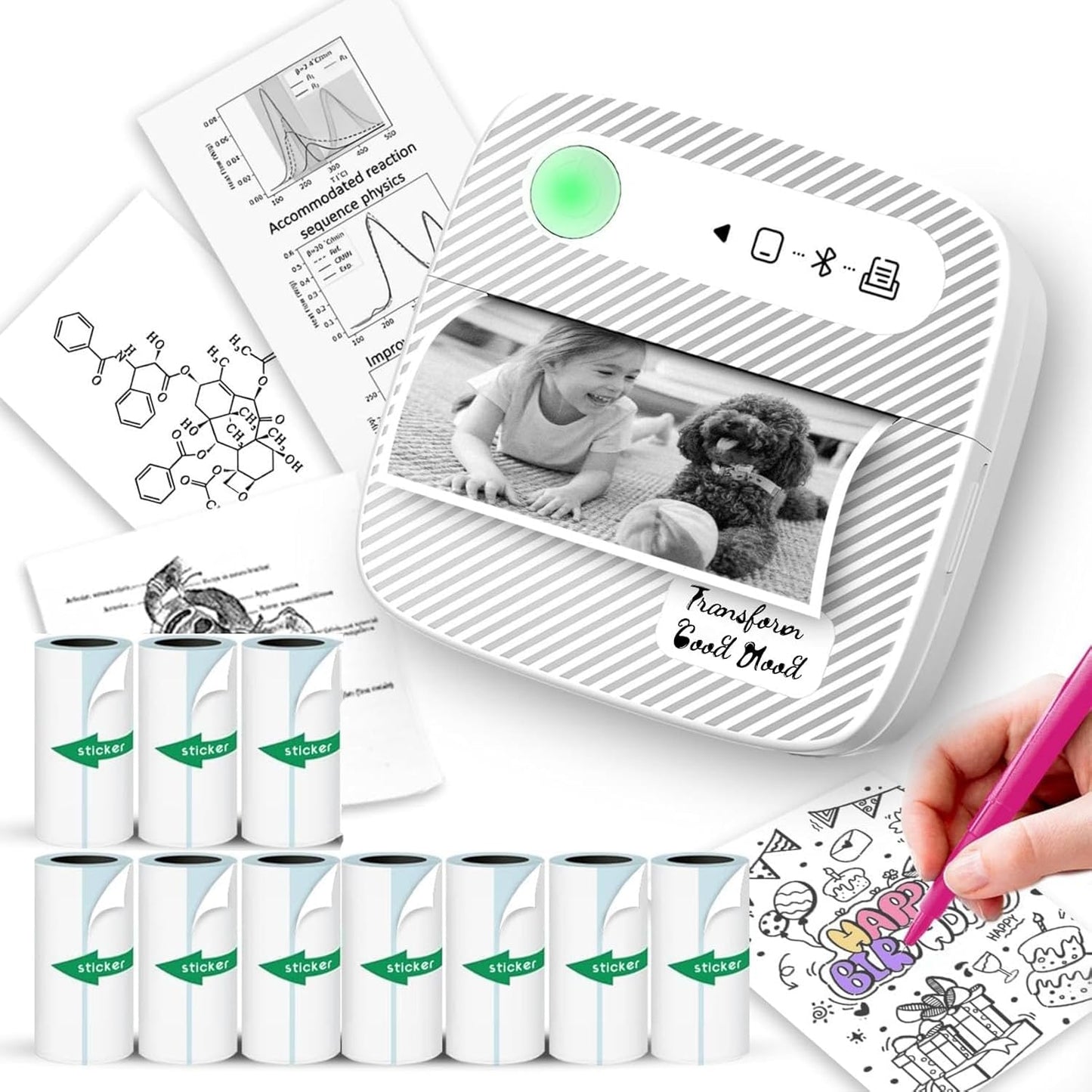 GETEON Mini Sticker Printer: Inkless & Portable
