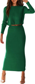 PRETTYGARDEN Women's Rib Knit 2 Piece Sweater Set - Flattering Fall Up