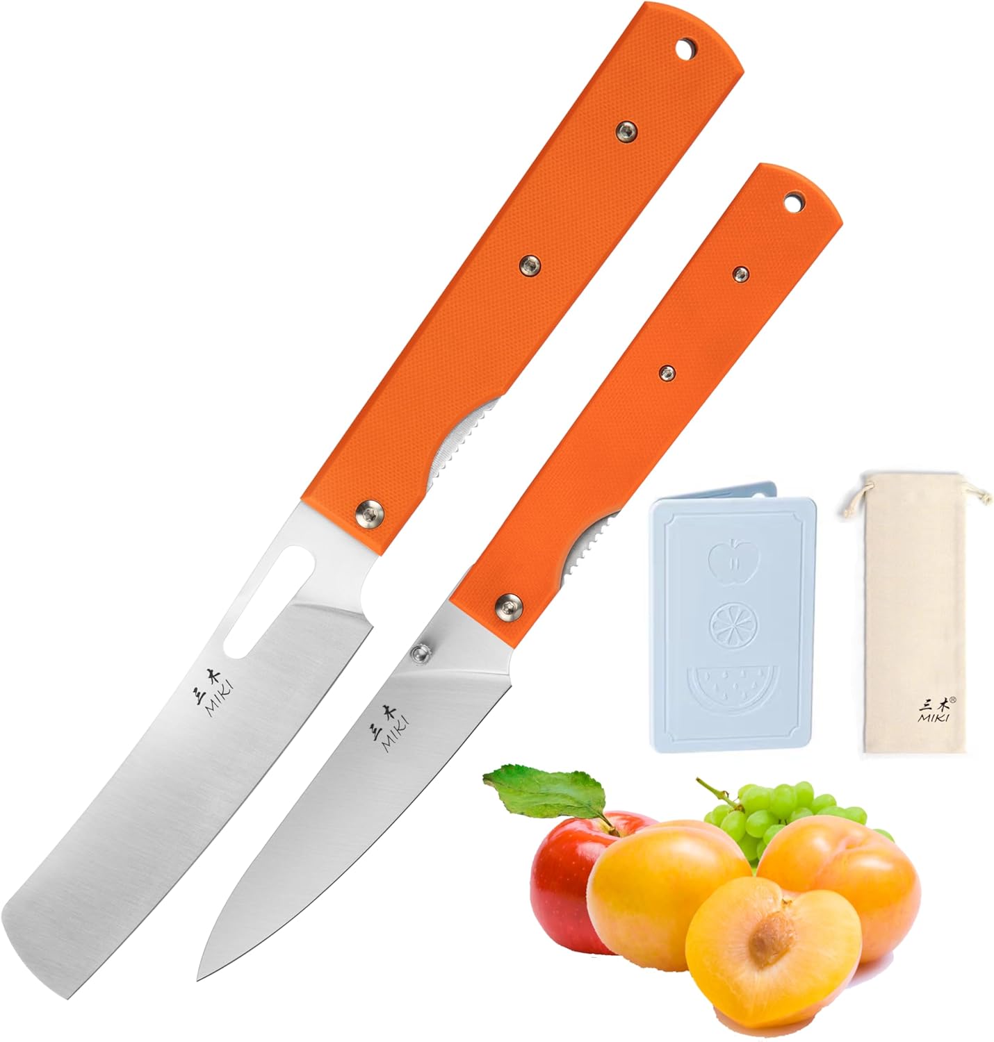 Miki 2 Piece Set Folding Chef Knife with G10 Handle for Outdoors