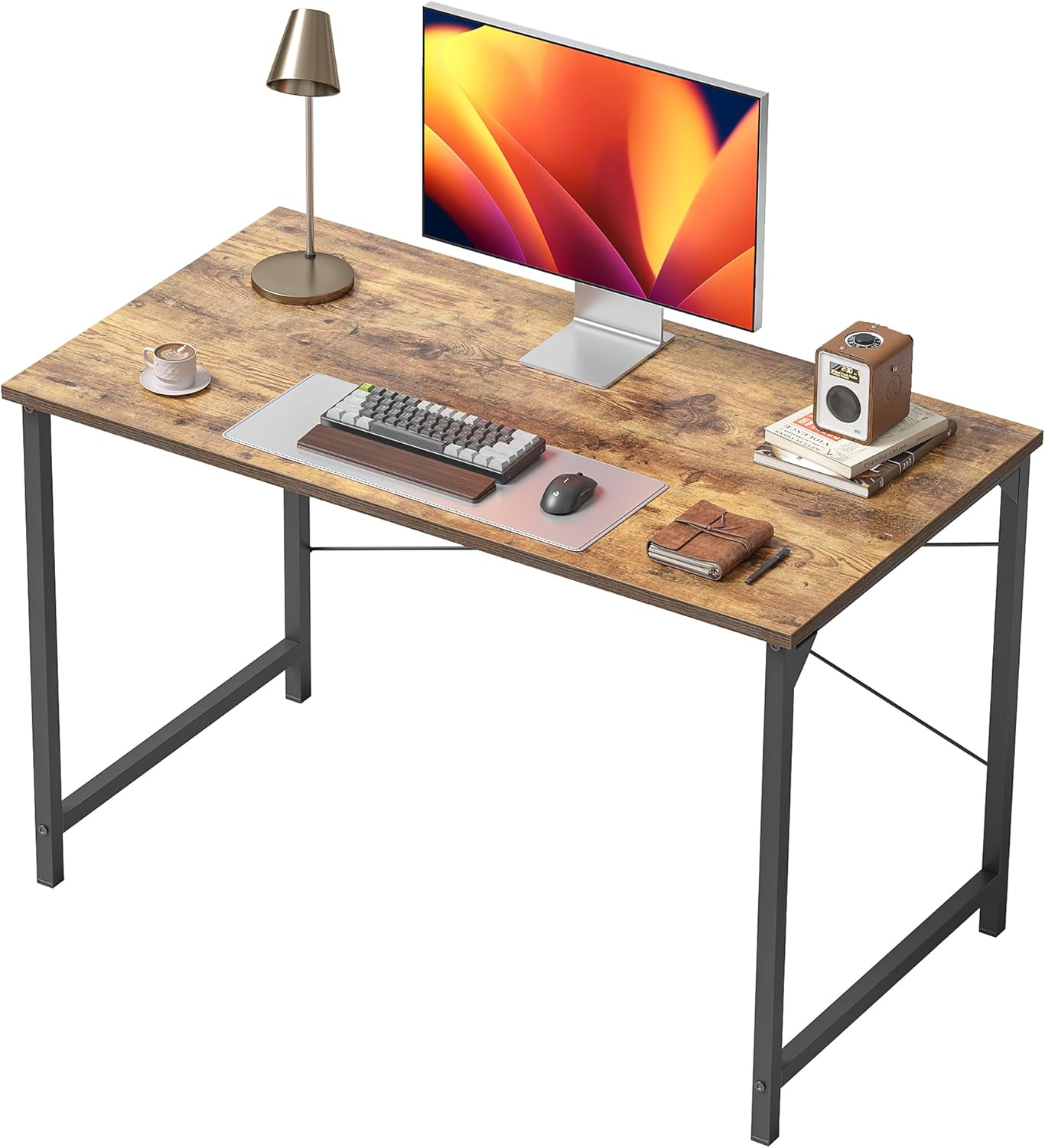 Cubiker Computer Desk for Small Spaces, Modern Style, Vintage Brown