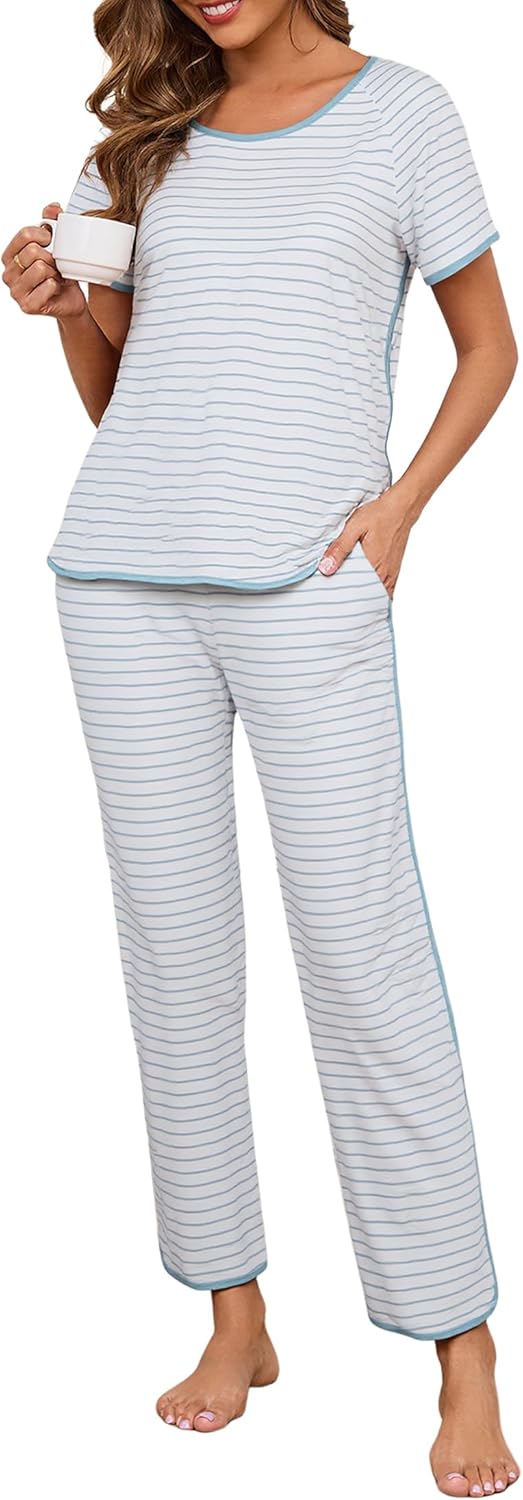Womens Pajama Sets Cotton 2 Piece Lounge Set for Comfort