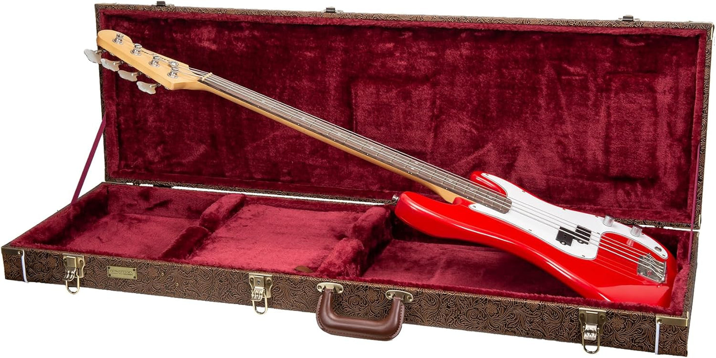 Crossrock Wooden Bass Guitar Case for Precision & Jazz Models