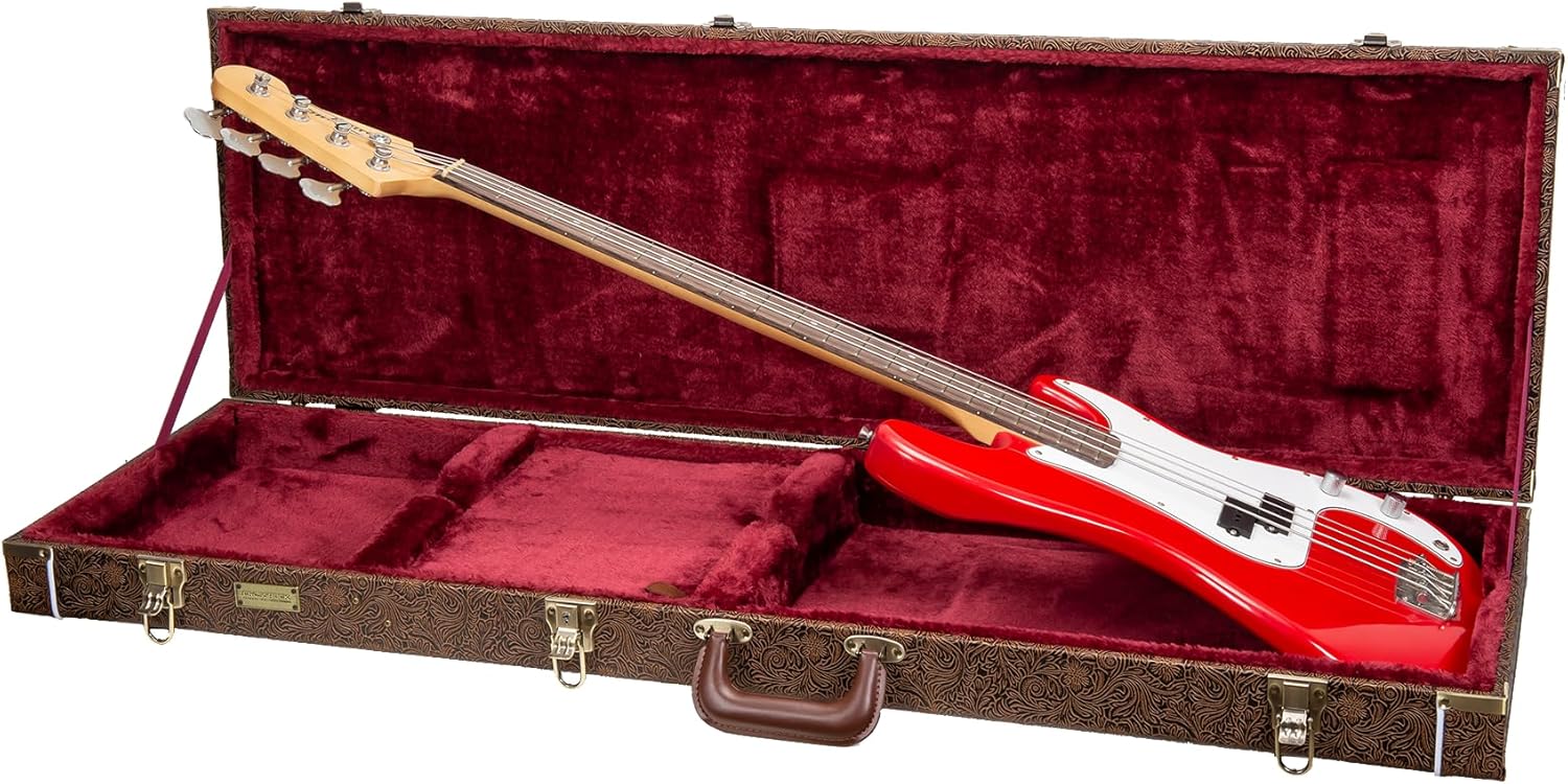 Crossrock Wooden Bass Guitar Case for Precision & Jazz Models