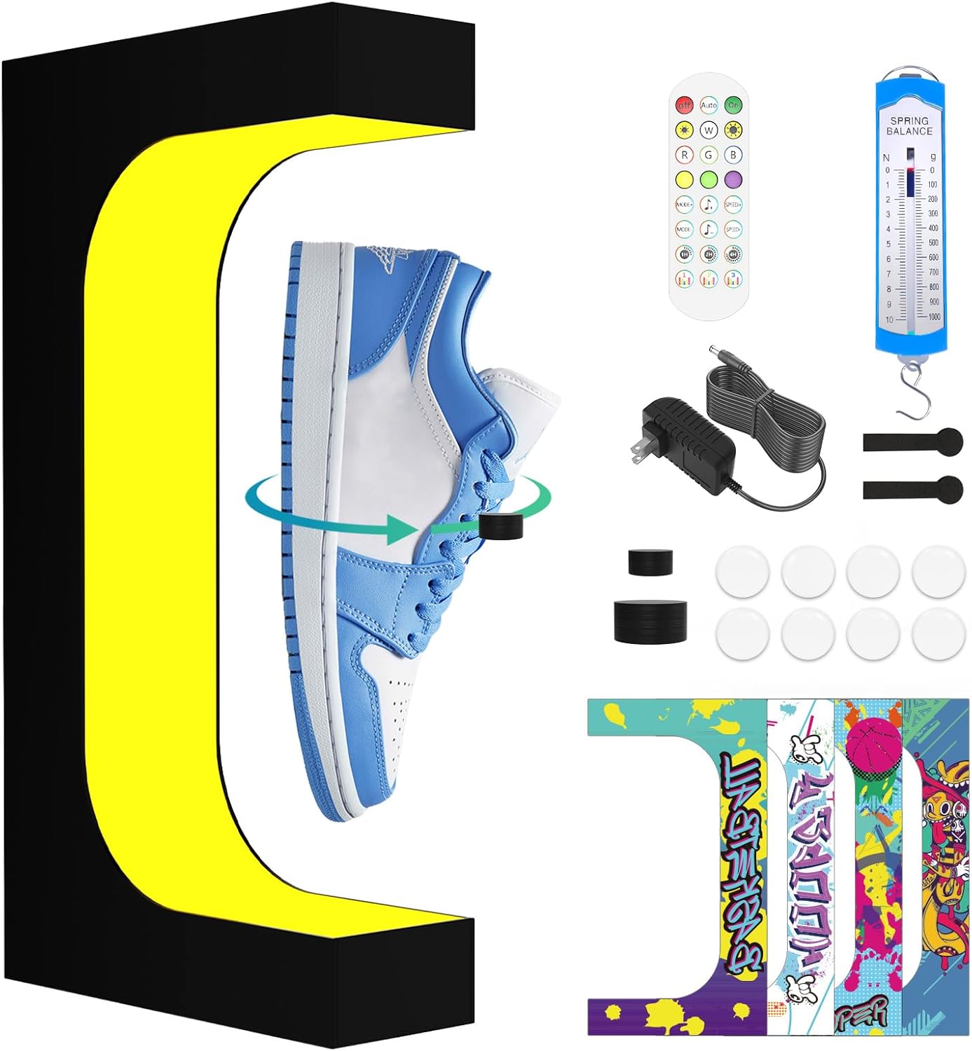Levitating Sneaker Display Stand with 360 Rotation & LED Light