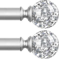 Silver Decorative Crystal Curtain Rods 2 Pack 36-88in - Stylish Heavy