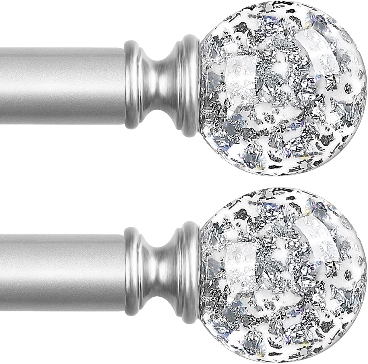 Silver Decorative Crystal Curtain Rods 2 Pack for Modern Homes