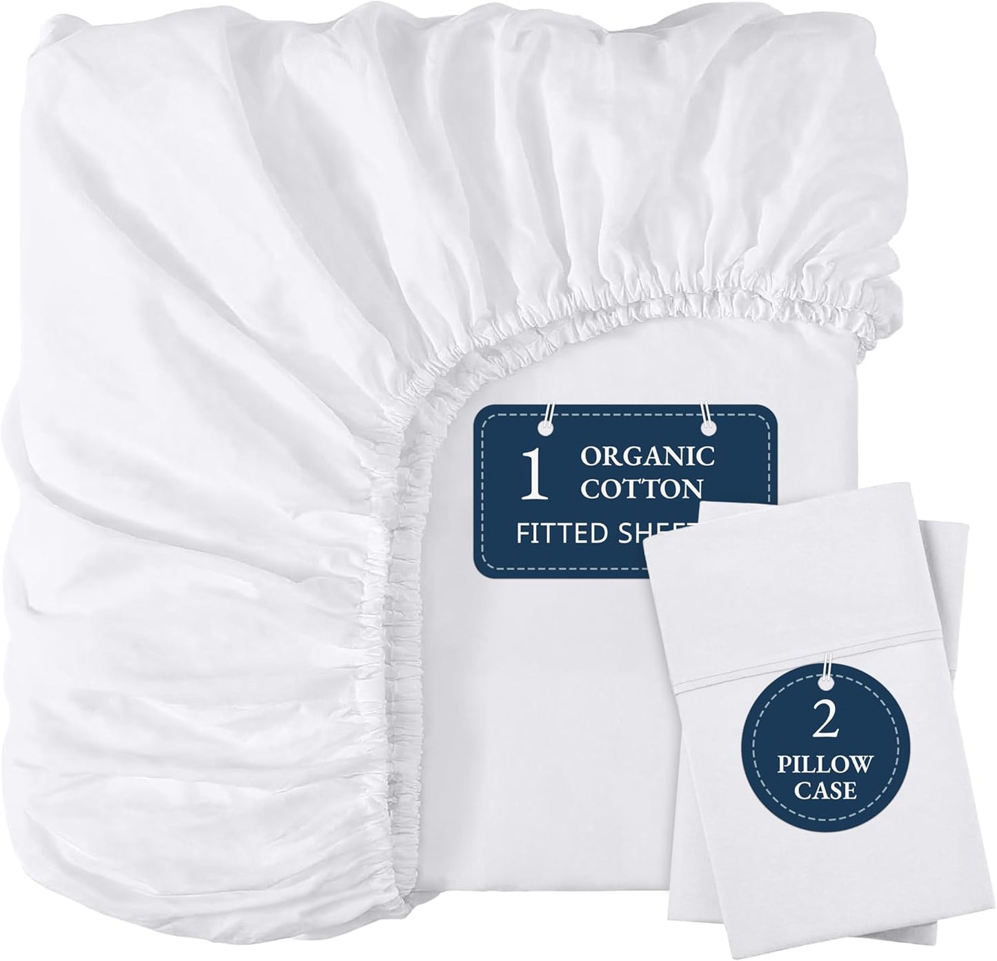 100% Organic Cotton Queen Fitted Sheet with Deep Pocket Comfort