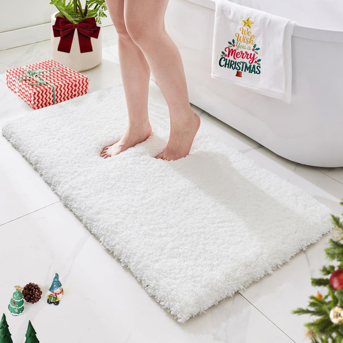 Ultra Thick Shaggy Soft Absorbent Bath Rug for Comfort