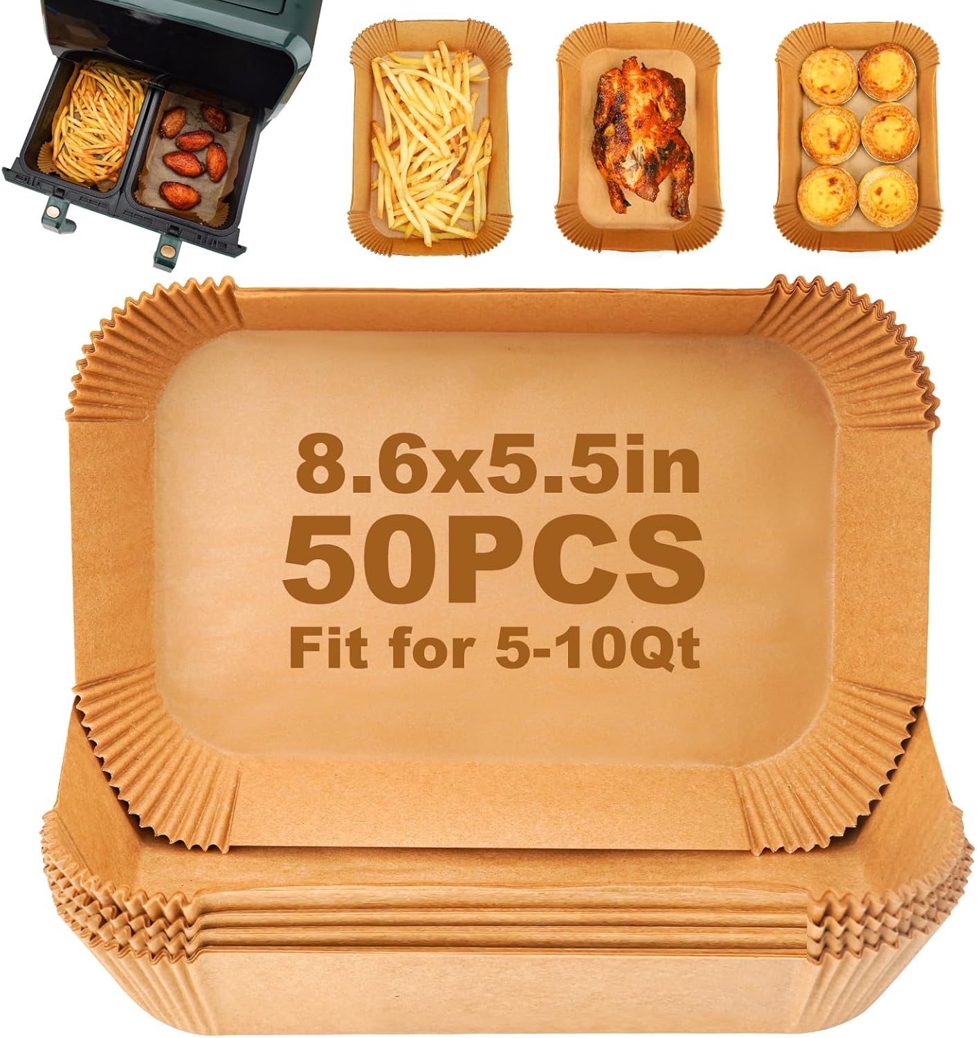 50pcs Oilproof Air Fryer Parchment Liners