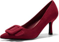 Coutgo Women's Closed Pointed Toe Kitten Heel Pumps - 3in Classic