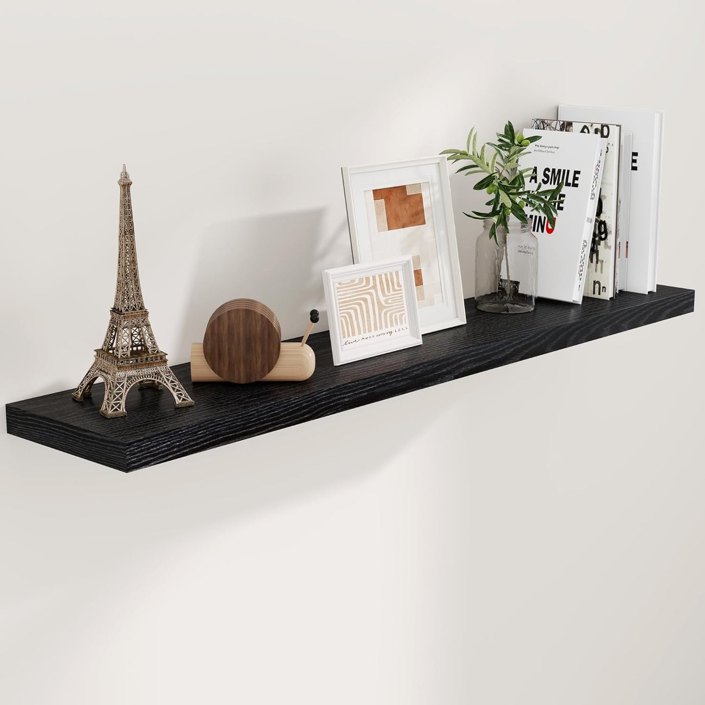 55 Inch Rustic Wood Floating Shelf for Home Storage Solutions
