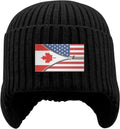 Canada Canadian America Flag Winter Beanie Hat with Earflap - Warm