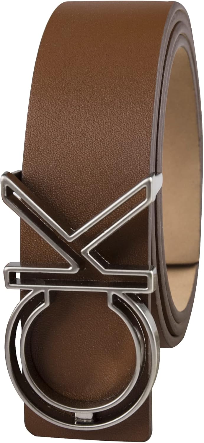 Calvin Klein Mens CK Monogram Cut Out Buckle Belt for Casual Wear