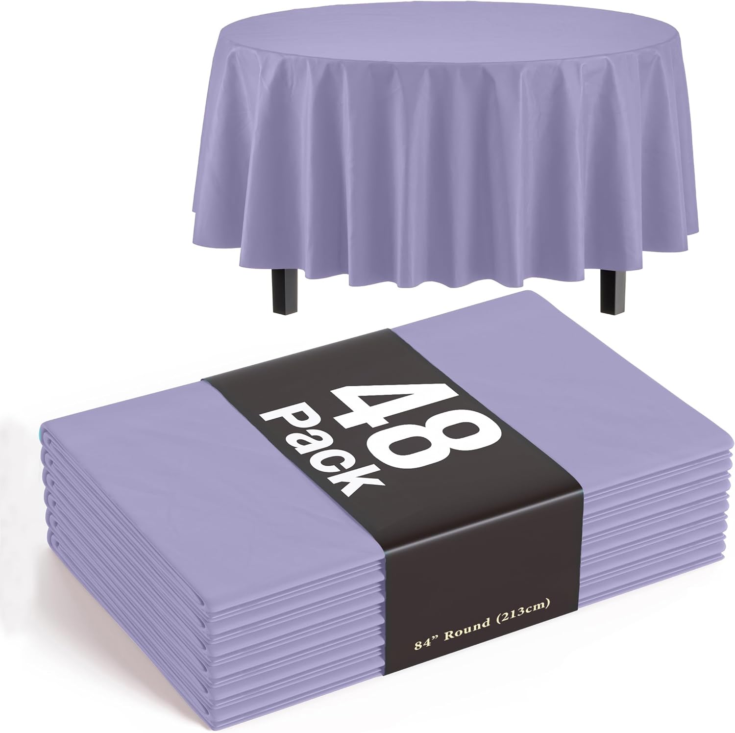 Lavender Round Tablecloths Plastic Table Cloths for Parties