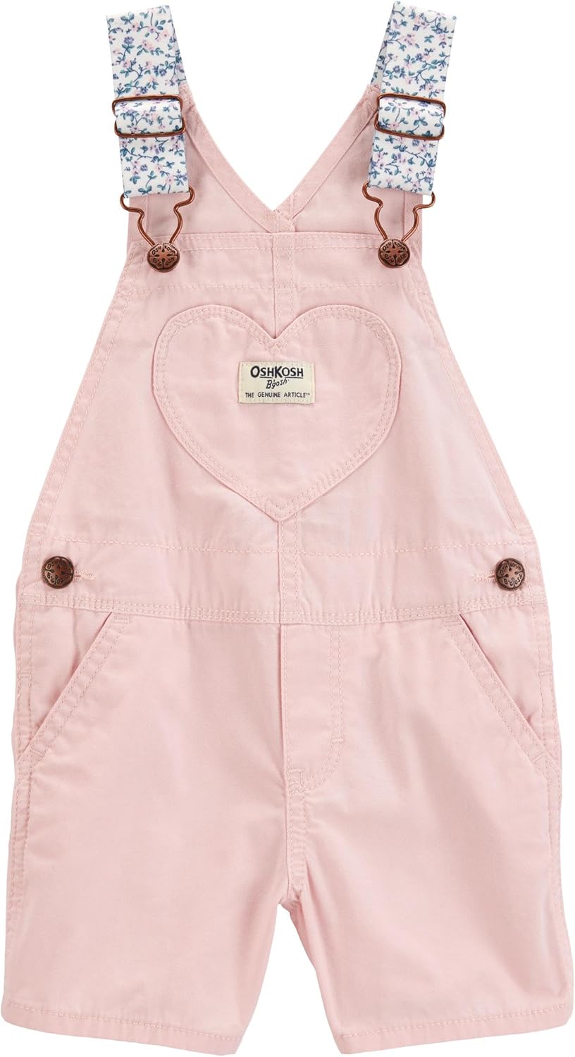 Oshkosh Girls World's Best Overalls with Floral Straps and Pocket