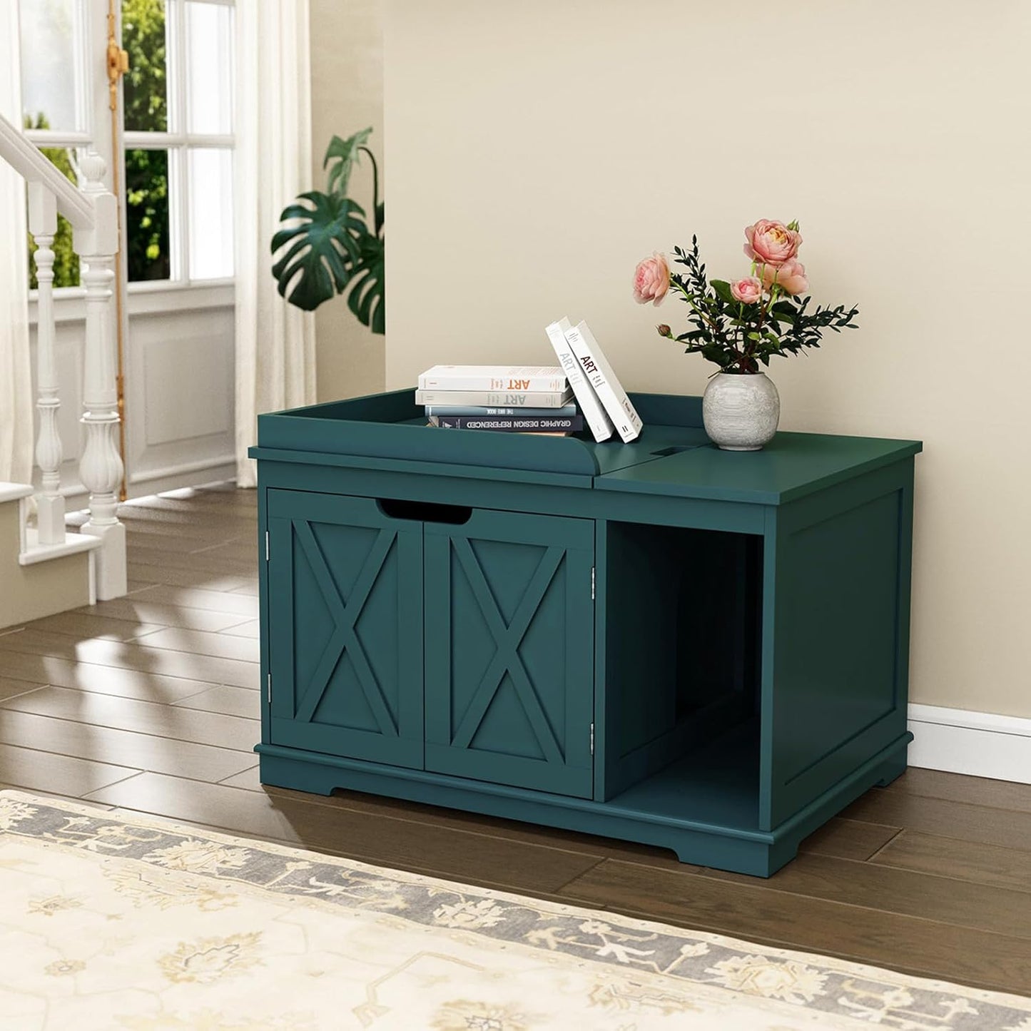 PUPETPO Flip Top Cat Litter Boxes Enclosure for Modern Homes