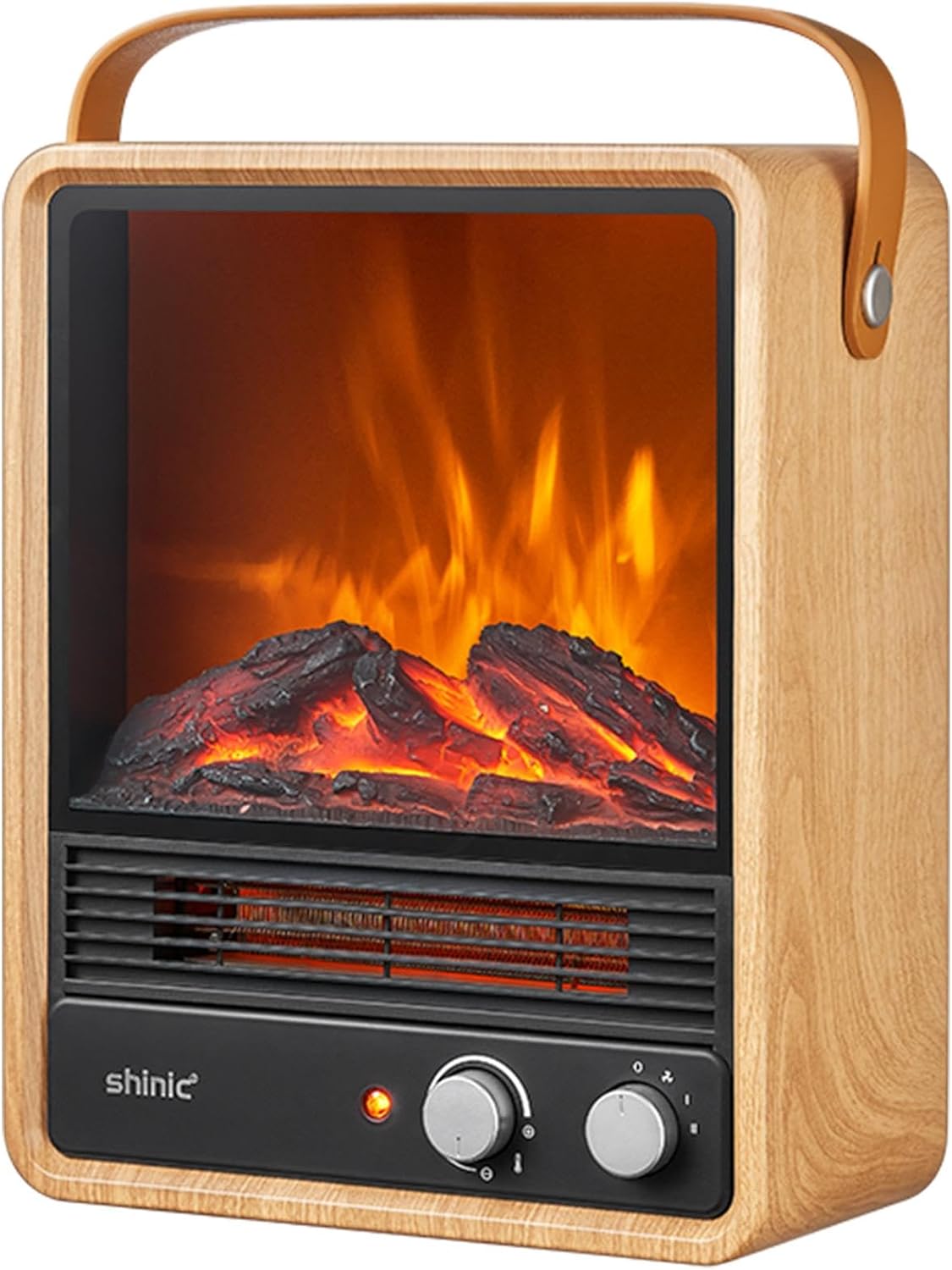 Shinic Electric Fireplace Heater with 3D Realistic Flame Effect