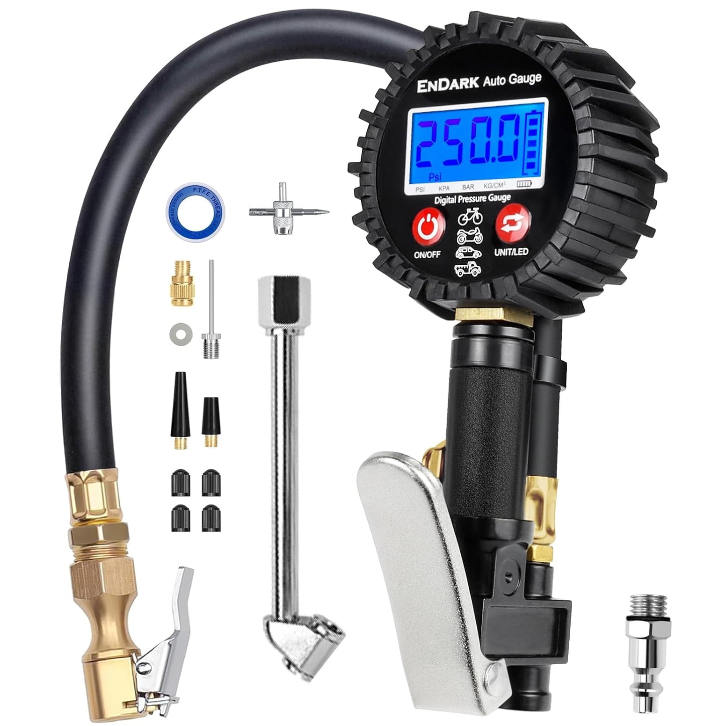 ENDARK Digital Tire Inflator: 250 PSI with Heavy Duty Chuck