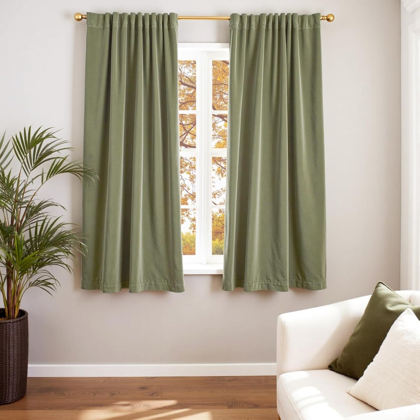 Lazzzy Velvet Green Blackout Curtains for Bedroom and Living Room