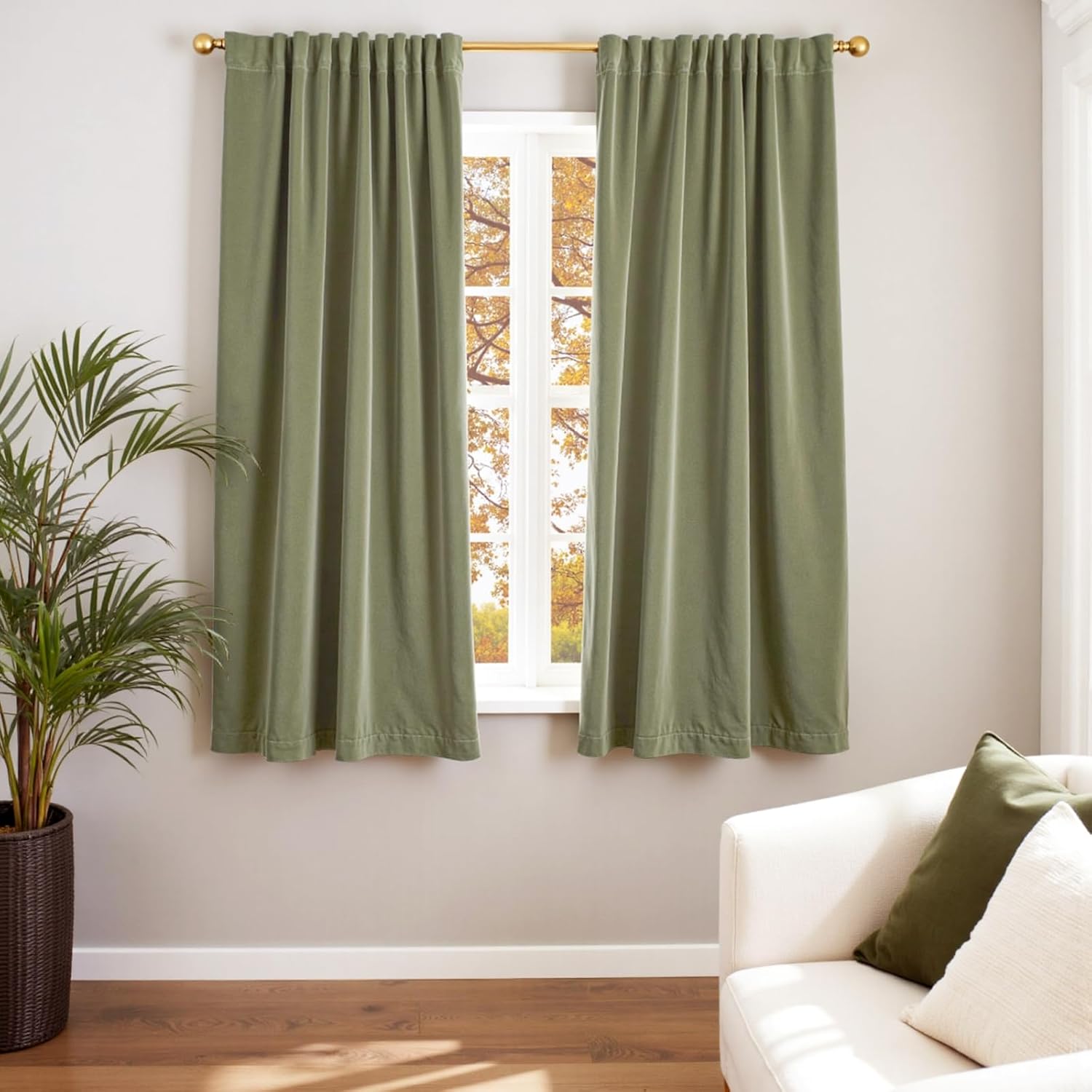 Lazzzy Velvet Green Blackout Curtains for Bedroom and Living Room
