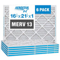 Aerostar 16 3/8 x 21 1/2 x 1 MERV 13 Pleated Filters - 6 Pack