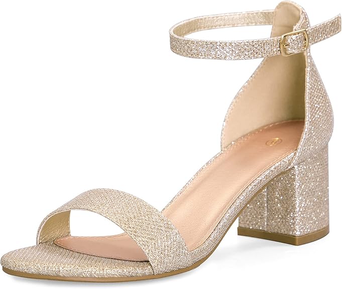 mysoft Women's Chunky Low Heels Open Toe Block Heeled Sandals