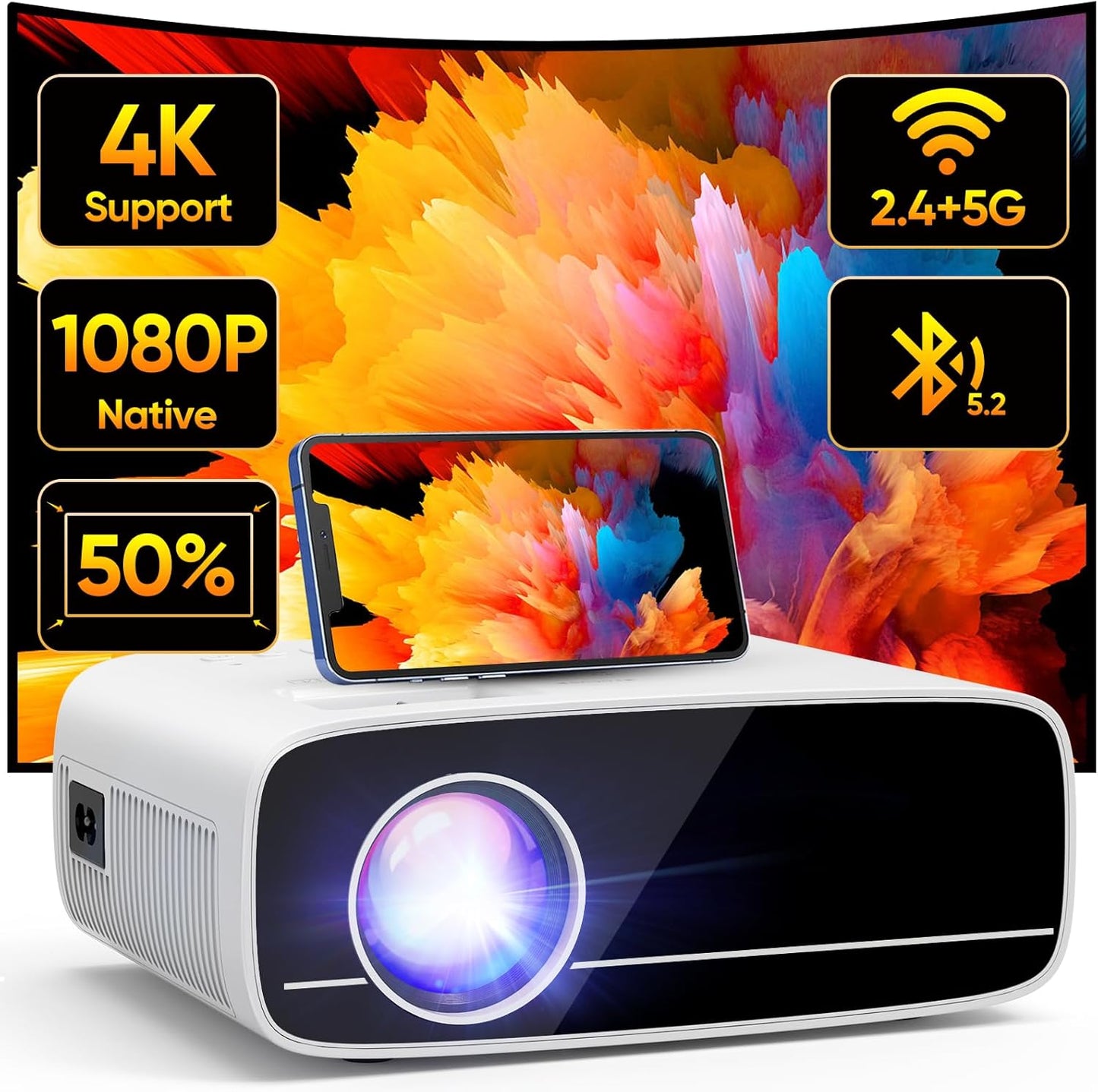 Portable 1080P WiFi Projector - Stream Anywhere!