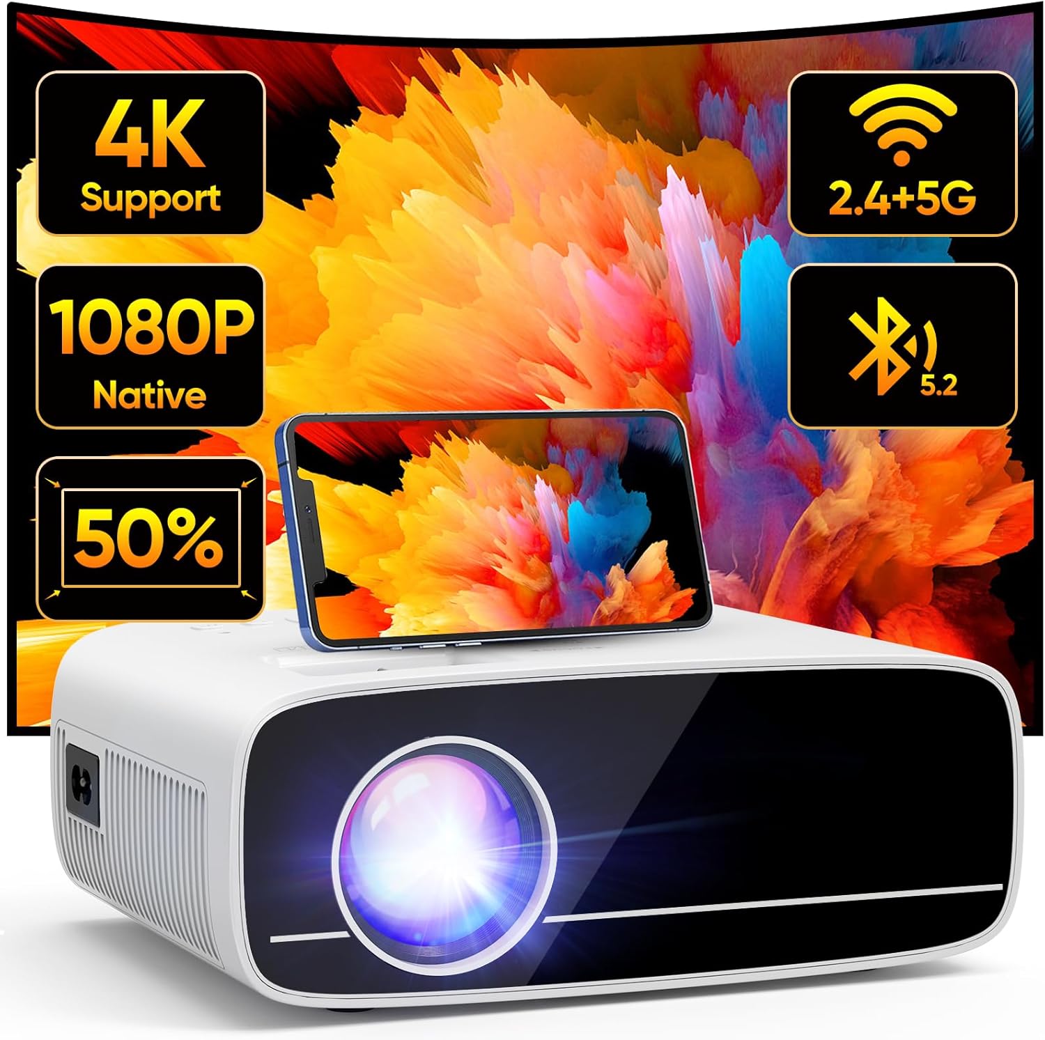Portable 1080P WiFi Projector - Stream Anywhere!