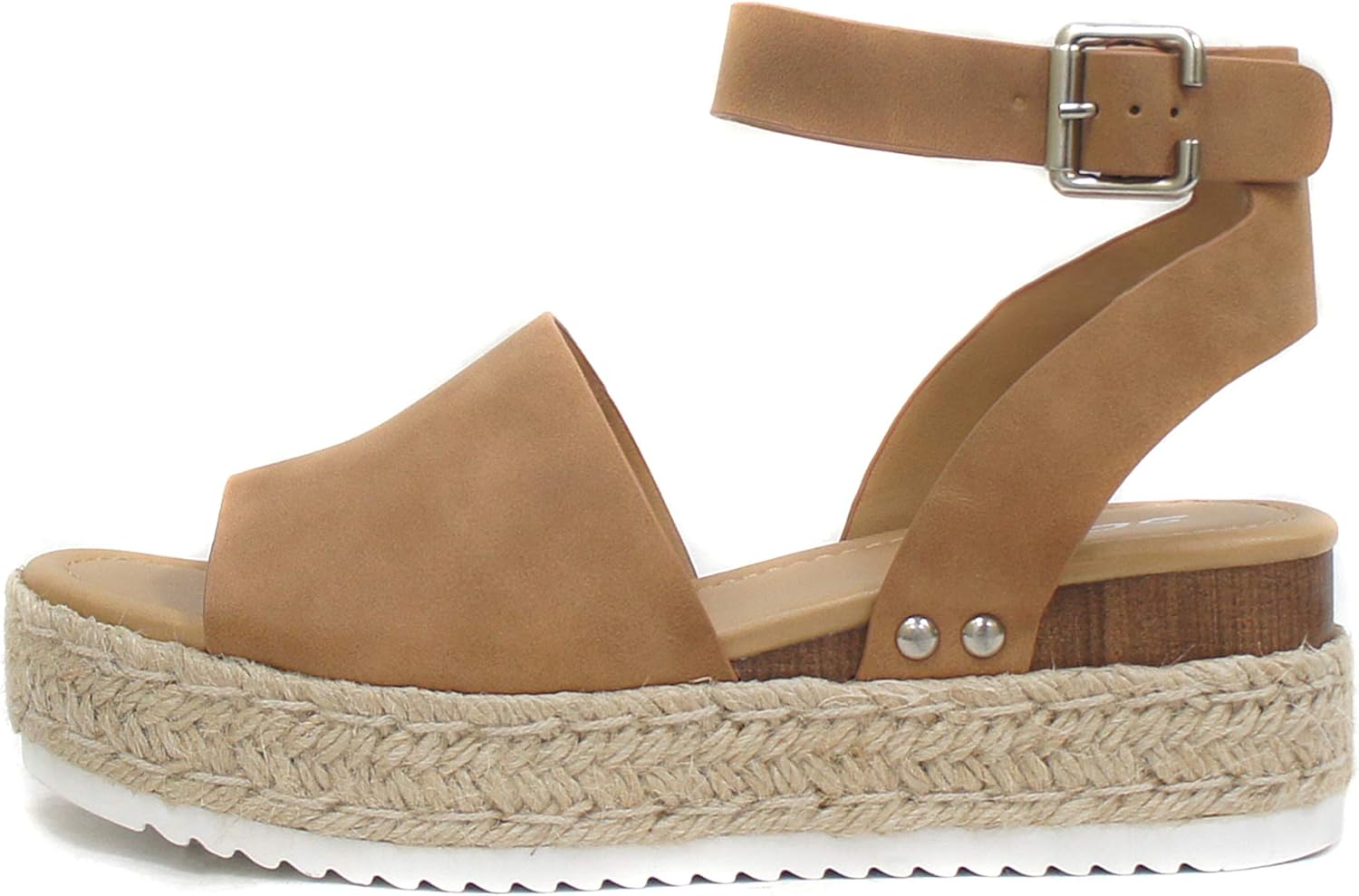 Soda Open Toe Buckle Ankle Strap Espadrilles Flatform Wedge Sandal