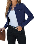luvamia Cropped Jean Jacket for Women - Lightweight Stretchy Shacket