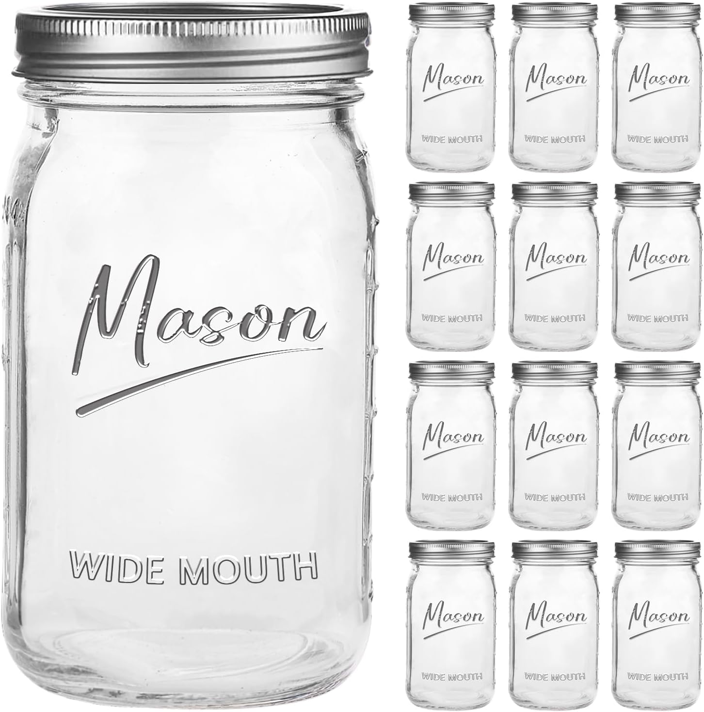 32 oz Wide Mouth Mason Jars for Canning and Meal Prep
