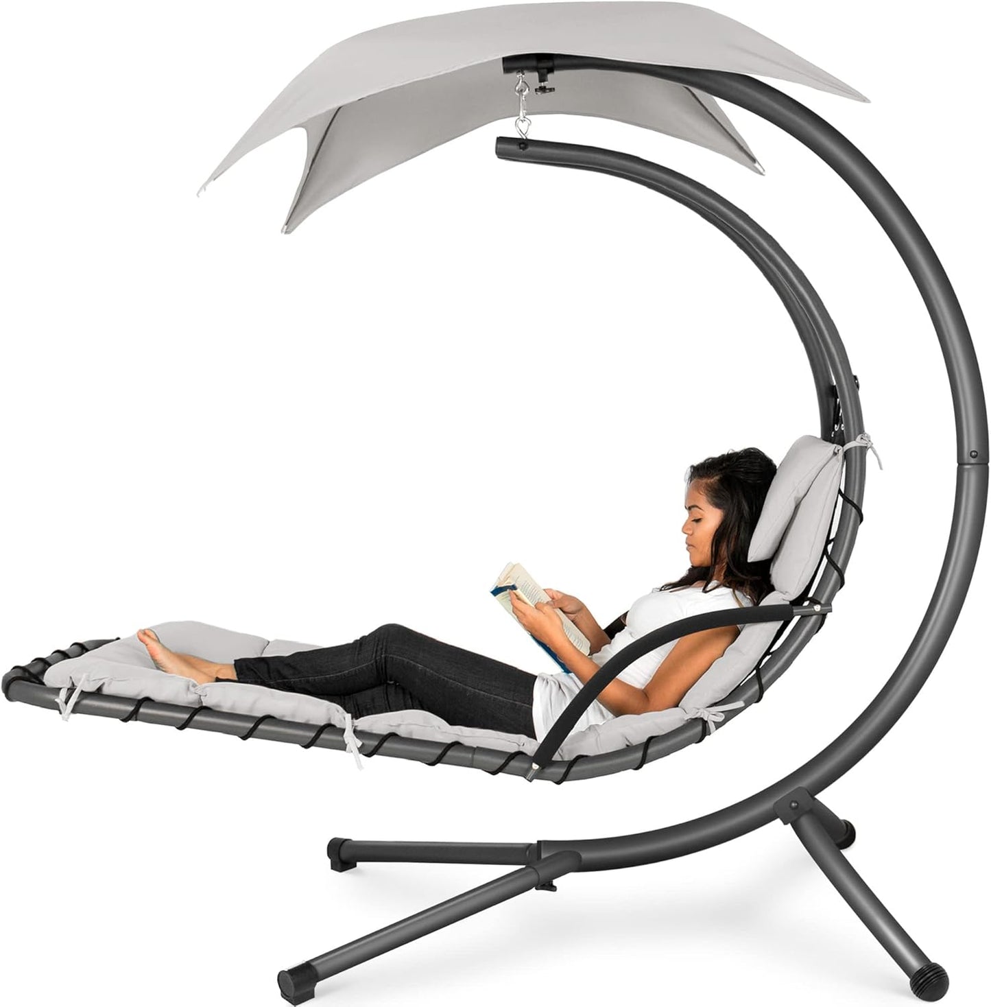 Outdoor Hanging Curved Steel Chaise Lounge Chair Swing Review
