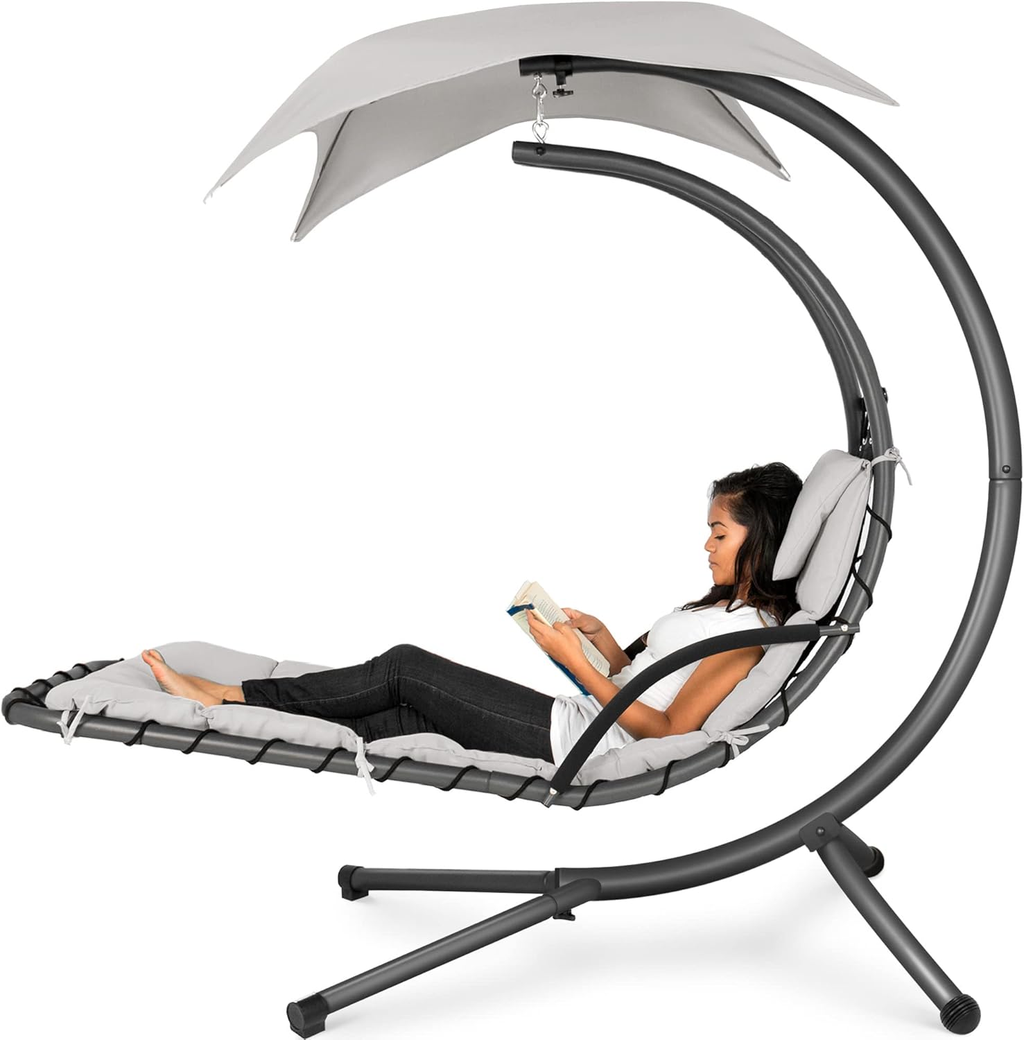 Outdoor Hanging Curved Steel Chaise Lounge Chair Swing Review